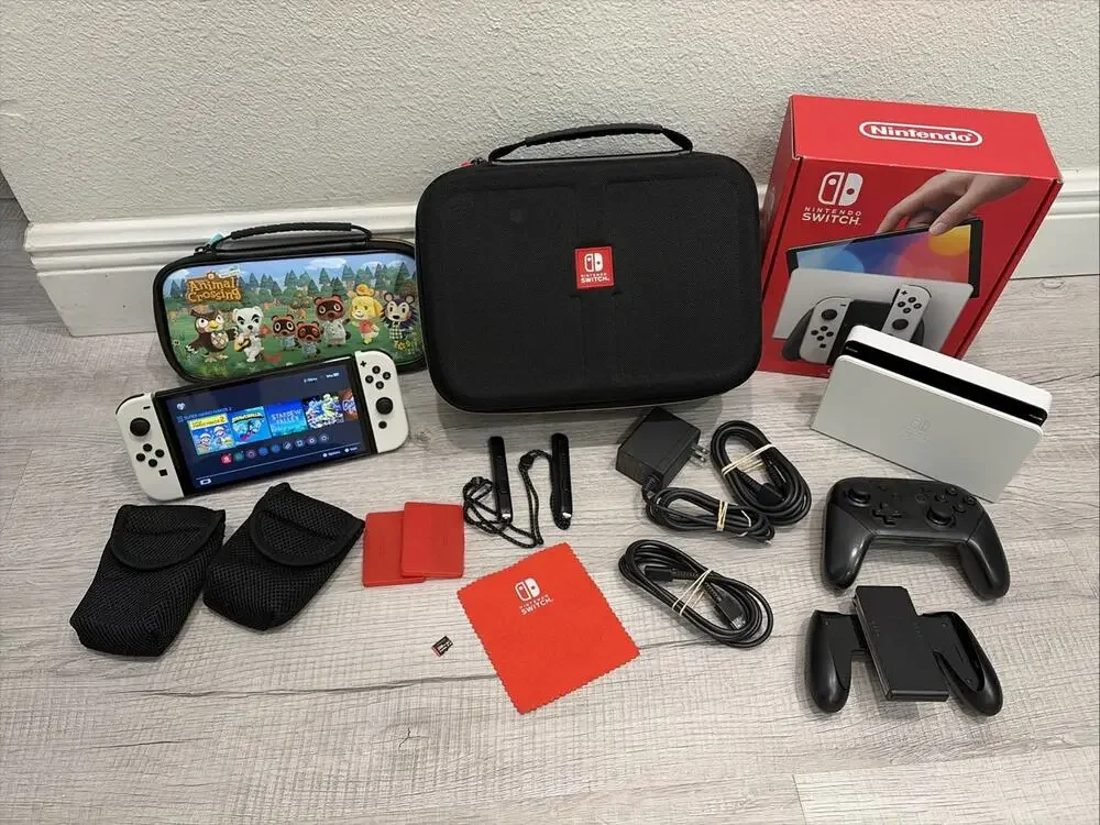 Nintendo Switch Bundle OLED HEG-001 Handheld Console 64GB White Controller 256Gb